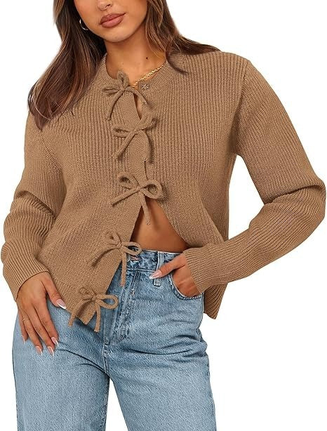 VIOLET | Bow Tied Knit Cardigan