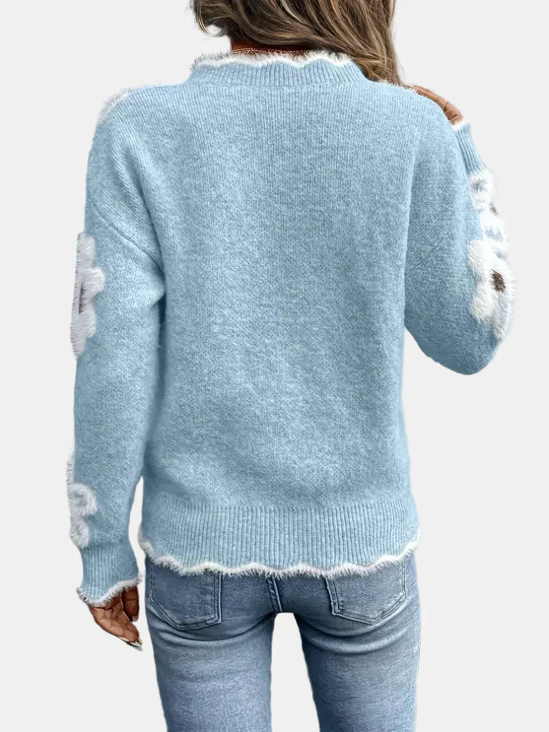 FLORA | V-Neck Floral Sweater