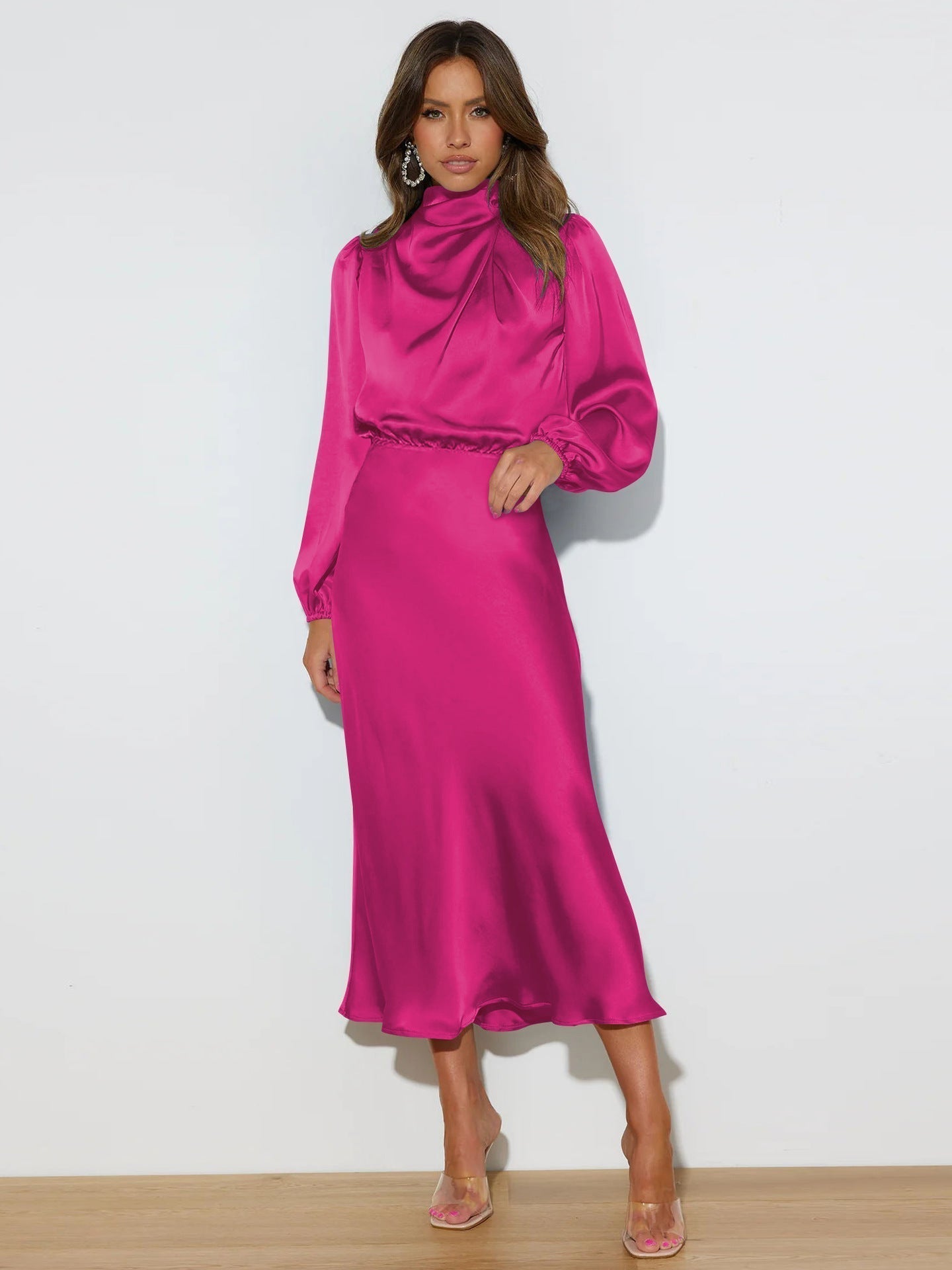 OPHELIA | Sophisticated Satin Midi Dress