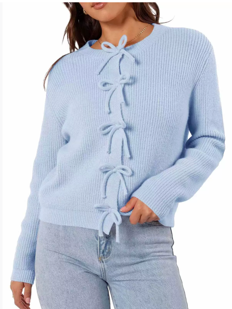 VIOLET | Bow Tied  Knit Cardigan