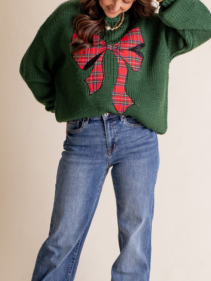 STELLA | Women's Plaid Bow Sweater
